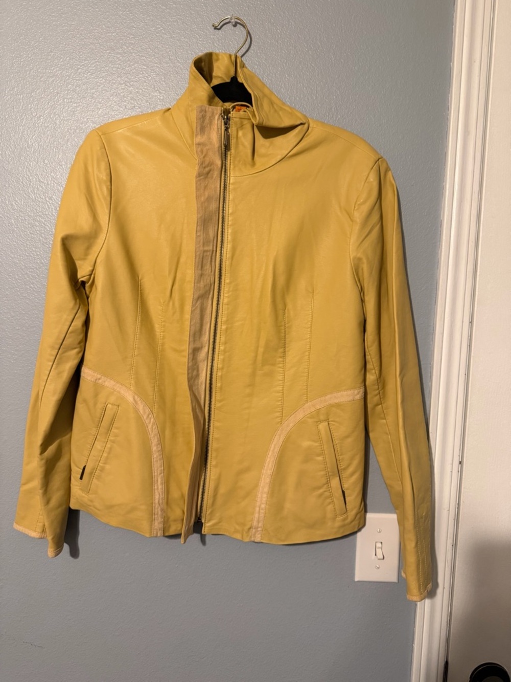 Women’s Mustard Yellow Polyurethane Zip Jacket